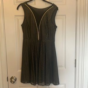 Black and Gold Fit-and-Flare Dress